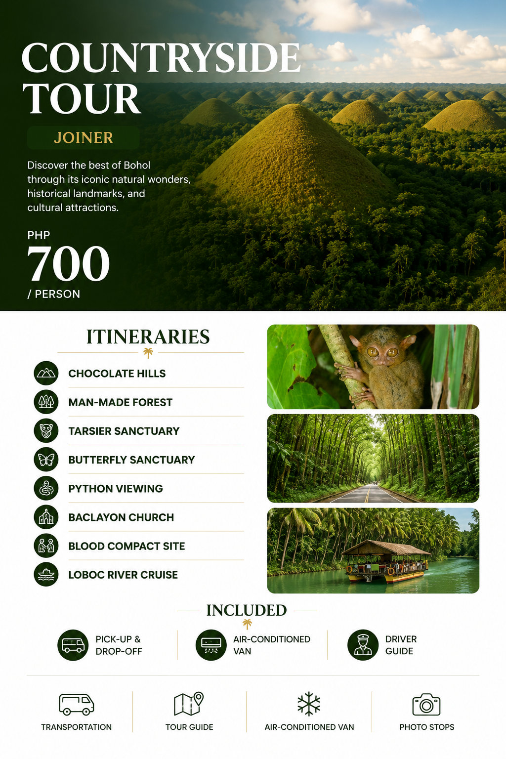 Bohol Countryside Tour - Chocolate Hills and Tarsier