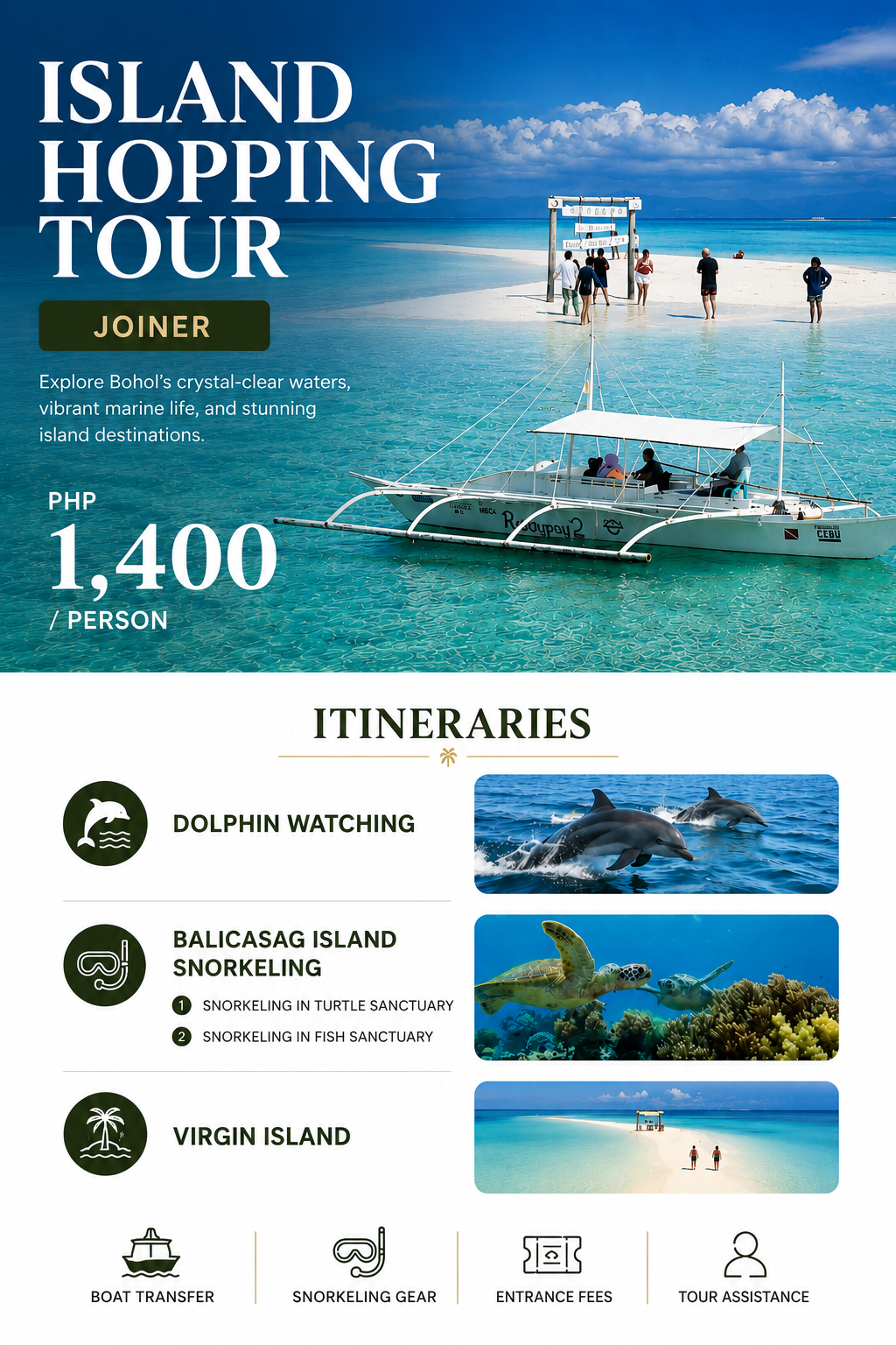 Bohol Island Hopping Tour - Balicasag and snorkeling